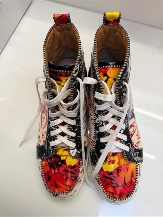 Christian Louboutin Other - Christian Louboutin Graffiti High-Top Sneakers in Red, Yellow and Orange